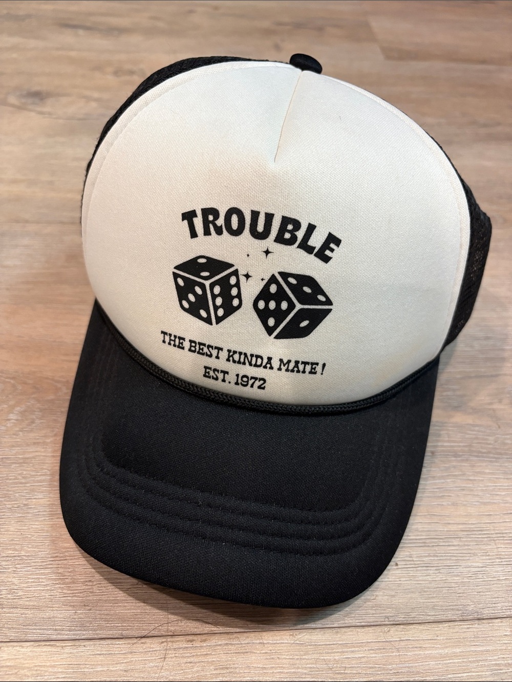 RETRO NATION BLACK AND WHITE TRUCKER HAT